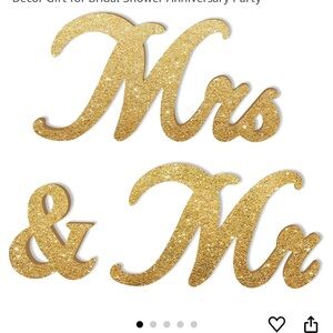 Gold Glitter 'Mr & Mrs' Party Decoration